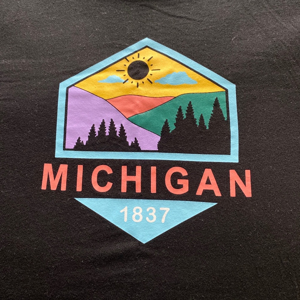 Black T shirt, Michigan graphic